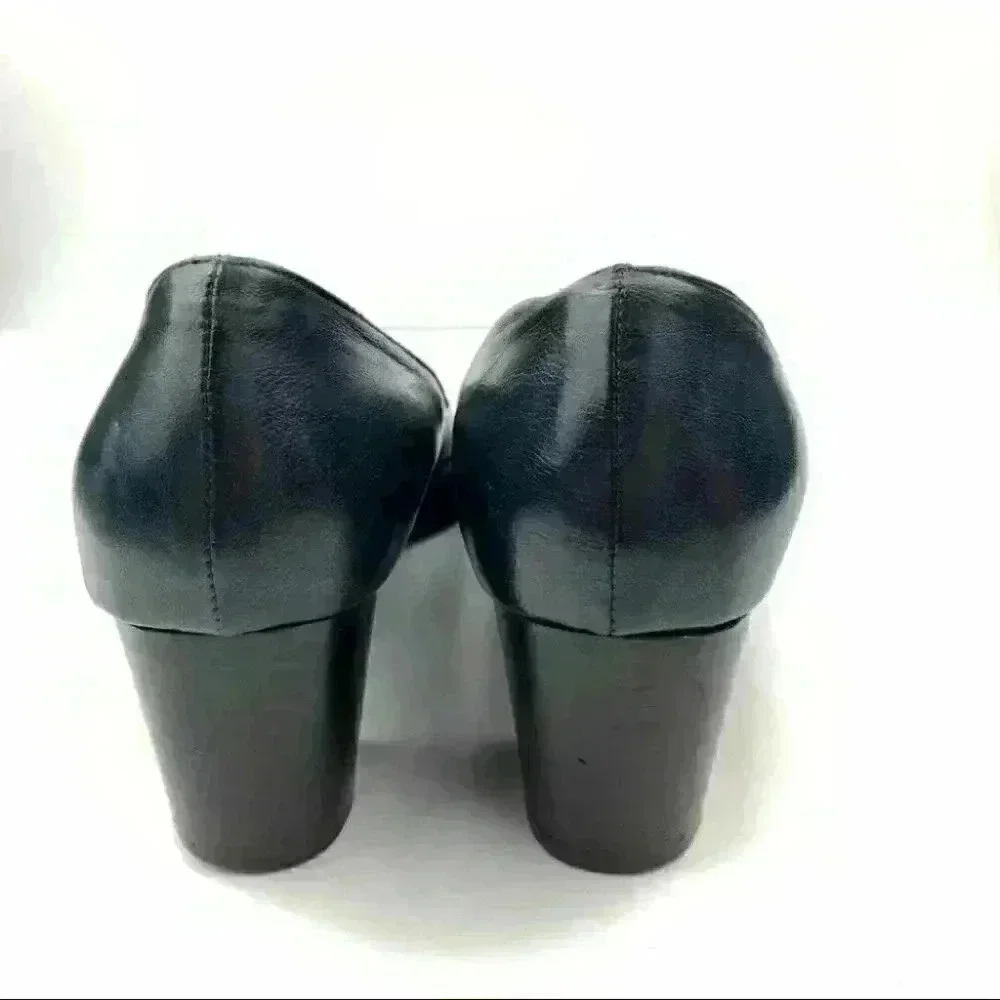 Massimo heels size 42 navy blue Italian leather